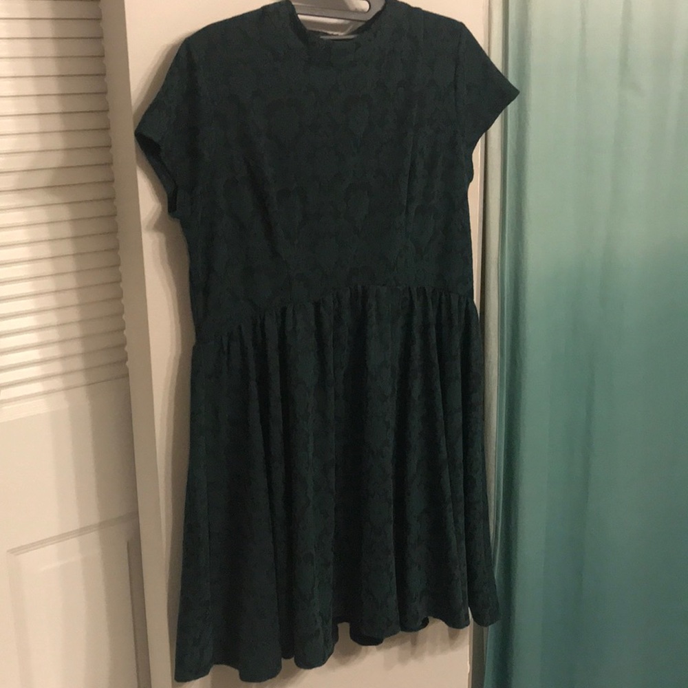 Vintage pattern hunter green black cocktail dress